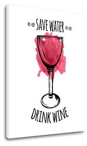 Vászonkép szöveggel Save water – Drink Wine