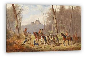 Alexander von Bensa: Hazatérés medvevadászat után (vászonkép)