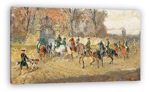 Alexander von Bensa: Vadászjelenet 3, A vadászok hazatérése (Színverzió 1) (vászonkép)