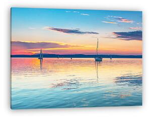 Naplemente a Balatonon, vitorlásokkal (vászonkép)