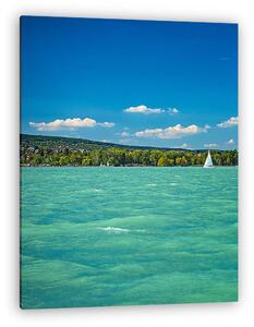 Hullámzó Balaton, vitorlással (vászonkép)