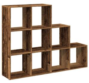 VidaXL 9 Rekeszes Antik Fa Könyvespolc - 137,5x29x103,5 cm