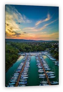 Balatonfűzfői yacht kikötő, naplementében (vászonkép)
