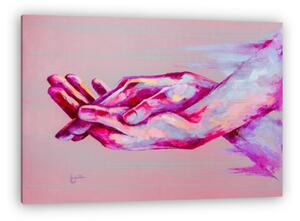 Összefonódott kezek, pink színekben (vászonkép)