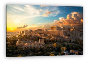 A renoválás alatt álló Akropolisz festői látképe, Athén, Parthenon (vászonkép)