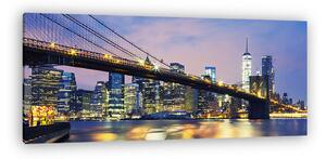 New York este a Brooklyn híddal - Panoráma kép (vászonkép)