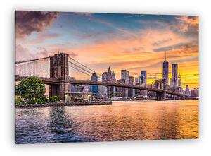 New York naplemente idején a Brooklyn híddal (vászonkép)