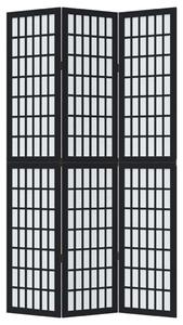 VidaXL 3 Paneles Fekete Tömörfa Térelválasztó - 105-110 x 200 cm
