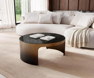 DELIFE Dohányzóasztal Alerio 90x90 cm márvány fekete ezüst fém arany ombre