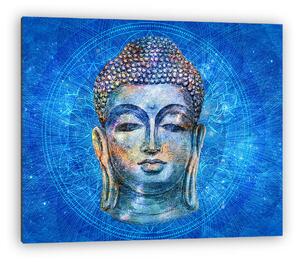 Buddha fej kék háttérben (vászonkép)