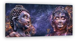 Mosolygó Buddha fejek (vászonkép)