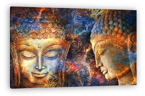 Színes mosolygó Buddha fejek, digital art (vászonkép)