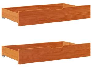 VidaXL 2 db viaszbarna tömör fenyőfa ágy alatti fiók 95 x 55 x 16 cm
