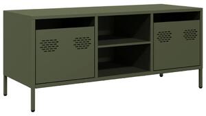 VidaXL Fém TV-szekrény - Olívazöld - 101,5x39x43,5 cm