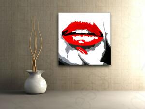 Kézzel festett POP Art festmény RED LIPS 1 darab mund