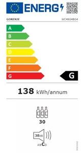 Gorenje WC48G4BG4 Borhűtő, 30 palack, M: 84, G energiaosztály