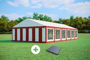 SZETT: Party sátor 6x12 m STANDARD - sátor + műanyag padló szín piros-fehér