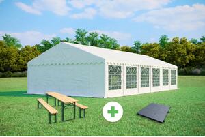 SZETT: Party sátor 6x12 m PREMIUM - sörpad szettek + padló szín fehér