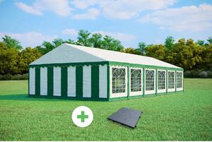 SZETT: Party sátor 6x12 m STANDARD - sátor + műanyag padló szín zöld-fehér