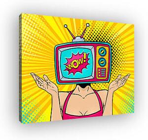 WOW Pop Art - Nő, feje helyén régi televizió (vászonkép)