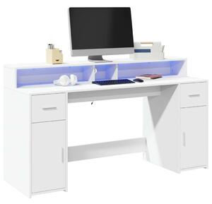 VidaXL LED-es Íróasztal - Fehér - 160x55x91 cm