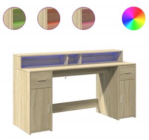 VidaXL Íróasztal Sonoma Tölgy 160x55x91 cm LED-del