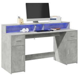 VidaXL LED-es Íróasztal - 160x55x91 cm - Betonszürke