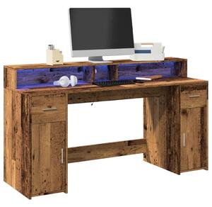 VidaXL Antik Fa Íróasztal LED-del - 160x55x91 cm