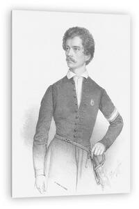 Barabás Miklós: Petőfi Sándor portré, ceruzarajz (fekete-fehér) (vászonkép)