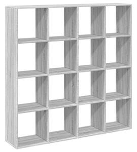 VidaXL Fa Könyvespolc - 16 Rekesz - Sonoma Szürke - 137,5x29x137,5 cm