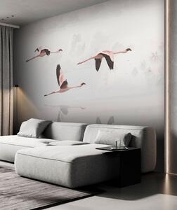 Fotótapéta Flamingók csoportja repül a víz felett, Modern fotótapéta, Modern fotótapéta, u97457 - Muralas.hu