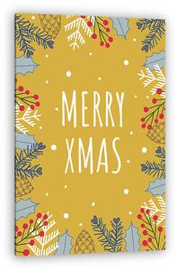 Retro karácsonyi grafika 5. (merry xmas) (vászonkép)