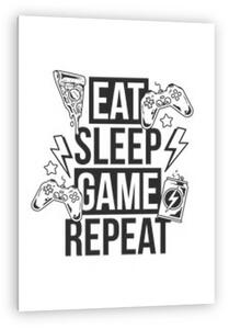 Eat, Sleep, Game, Repeat (fehér) (vászonkép)