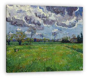 Vincent Van Gogh: Rét virágokkal a viharos ég alatt (vászonkép)