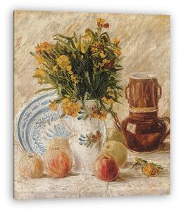 Vincent Van Gogh: Váza virágokkal, kávéskannával és gyümölccsel (vászonkép)