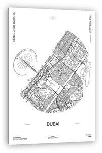 Travel poster, urban street plan city map Dubai (vászonkép)