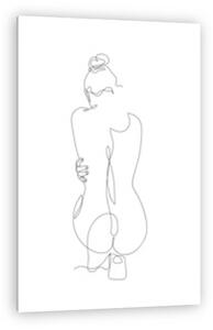 Nő alak háttal térdel (vonalrajz, line art) (vászonkép)