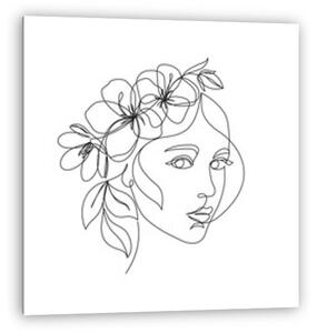 Női fej koszrúval (vonalrajz, line art) (vászonkép)