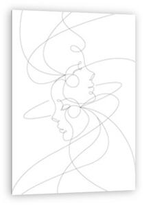 Férfi és nő egymásba olvadva (vonalrajz, line art) (vászonkép)