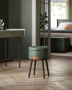 VASAGLE EKHO tároló ülőke fésülködőasztalhoz PU erdőzöld mid-century modern