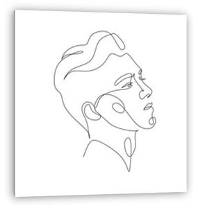 Férfi arc portré, jobbra tekintő (vonalrajz, line art) (vászonkép)