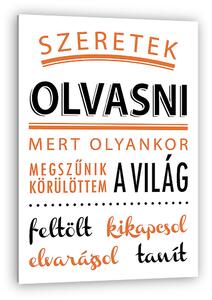 Szeretek olvasni poszter (narancssárga) (vászonkép)