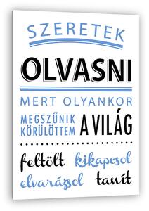Szeretek olvasni poszter (kék) (vászonkép)
