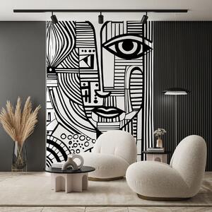 Fotótapéta Egy fekete-fehér rajz egy nő arcáról, Designer fali fotótapéta, Népszerű fotótapéta, u98714 - Tapeko.hu