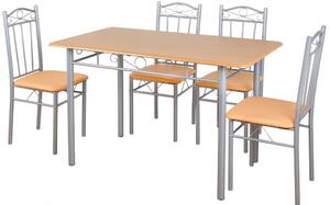 Vigor FUR-102-Beige étkezőasztal szett 4 db kárpitozott szék bézs barna