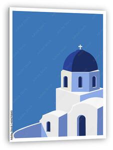 Santorini görög templom kék dómmal (vászonkép)