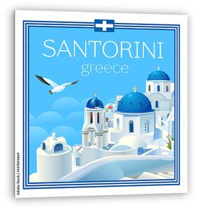 Santorini poszter sirállyal (vászonkép)