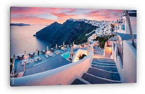 Csodálatos esti színek Santorini szigetén (vászonkép)