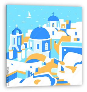 Santorini szigete, absztrakt grafika (vászonkép)