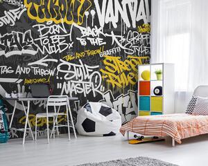 Fotótapéta Sárga graffiti fekete háttéren, Modern fotótapéta, Modern fotótapéta, u98895 - Muralas.hu